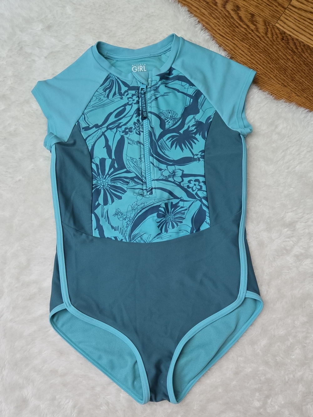 Athleta Girl Short Sleeve One Piece Swimsuit, Girls Medium